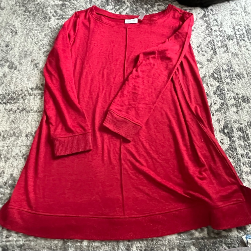 Red Long Sweater Tunic - plus size- curvy